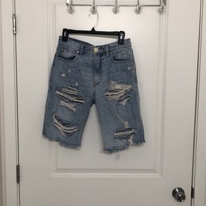 Free People Jean Bermuda shorts with tears